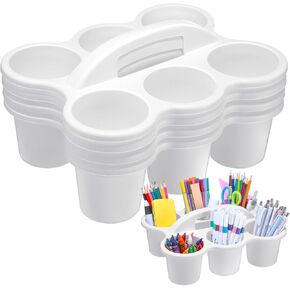 4 Pcs Plastic Storage Caddy Organizer with Handle Teacher Supply Storage Classroom Caddy for School, Pencil, Pen, Art Supply, Drink Delivery