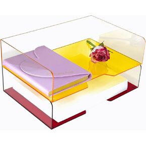 Acrylic Desk Organizer – Stackable Paper Tray, Vertical Mail Holder & Letter Organizer – Clear Office Accessories with Vibrant Color