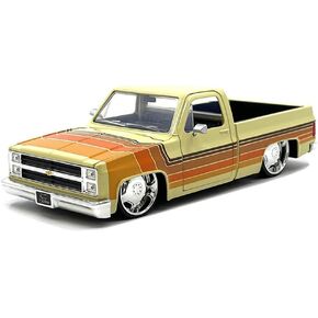 1985 Chevy C-10 Pickup Truck Beige with Stripes and Lowenhart Wheels Just Trucks Series 1/24 Diecast Model Car by Jada 35859