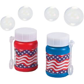 Mini Patriotic Bubbles for 4th of July - Bulk Set of 24, Each has Wand - Fourth of July Party Favors and Handouts for Kids