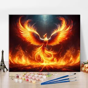 Paint by Number for Adults, Majestic Phoenix in The Fiery Rebirth, Phoenix Rise from The Ashes Paint by Numbers Kits, DIY Painting by Numbers for Home Wall Decor 16" W x 20" L in Saudi Arabia