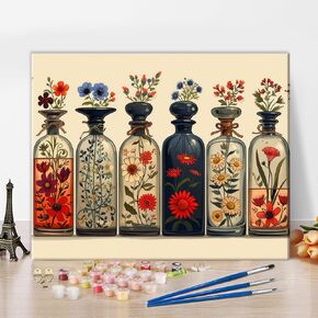 TUMOVO Paint by Number Serene Sunset, Moon Over Flowering Plants Paint by Numbers for Adults, Moon DIY Oil Painting Kit with Brushes and Pigment for Home Decor, 16x20 Inch