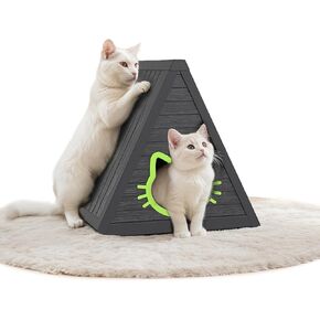 Drato Cat House لـ Indoor Outdoor Cat Shelter Feral Cat خارج السهل للتثبيت والتنظيف للاستخدام الداخلي ، شرفة (أسود ، 23.82 * 25.59 * 25.67)