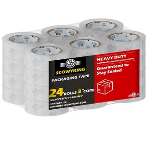 Clear Packing Tape (18 Rolls), Heavy Duty Packaging Tape for Shipping Packaging Moving Sealing, 2.7mil Thick, 2 inches Wide, 68 Yards Per Roll, 1224 Total Yards