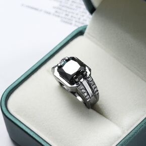 Black Diamond Bridal Engagement Ring Black Gold Filled Cz Wedding Engagement Men Ring Punk Black Inlaid Zircon Ring For Men size