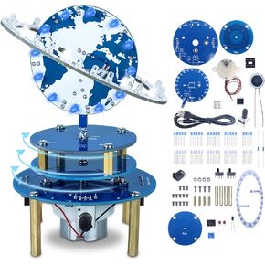 طقم مشروع Pemenol Soldering Practice Kit ، DIY Globe Planetary Motion Soldering Kit ، مجموعة أدوات إلكترونية من طراز الكون الدوار مع سطوع الموسيقى قابل للتعديل للتعلم العلمي العلمي للتعليم العلوي