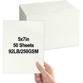 party greeting 5x7 Linen Paper Textured Cardstock Heavyweight Textured Index Cards Printable Linen Cardstock 92lb Cover for Printing Wedding Baby Shower Invitation Greeting Postcards 50 Pcs(Cream)