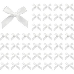 100pcs Mini Satin Ribbon Dows for Glugh Gluff ، Craft ، Wedding ، Decoration - White