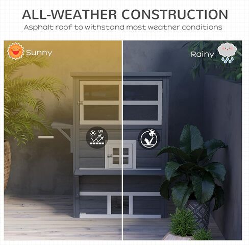 Pawhut المكونة من 3 طوابق Cat House Shelter Feral Cat ، شقة قطة صغيرة في الهواء الطلق مع أرضية مرفوعة ، سقف الإسفلت ، أبواب الهروب ، منصات القفز ، الرمادي الداكن in Kuwait