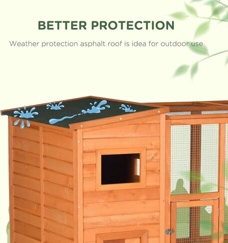 Pawhut Catio Outdoor Cat patio ، فناء Cat خشبي مع منصات ، سقف إسفلت مقاوم للماء ، سلالم ، 77 "L ، طبيعي in Kuwait