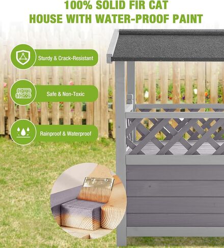 GUTINNEEN Insulated Outdoor Cat House with 0.78" Thick Liner - 6-Side All-Around Insulation, 3 Escape Doors & Elevated Moisture-Proof Base - Weatherproof Feral Cat Shelter in Kuwait