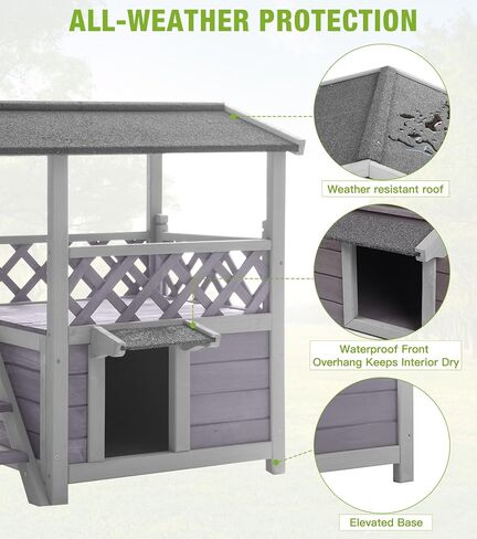 GUTINNEEN Insulated Outdoor Cat House with 0.78" Thick Liner - 6-Side All-Around Insulation, 3 Escape Doors & Elevated Moisture-Proof Base - Weatherproof Feral Cat Shelter in Kuwait