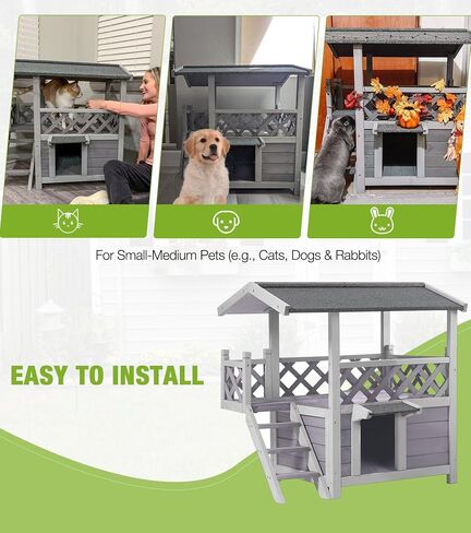 GUTINNEEN Insulated Outdoor Cat House with 0.78" Thick Liner - 6-Side All-Around Insulation, 3 Escape Doors & Elevated Moisture-Proof Base - Weatherproof Feral Cat Shelter in Kuwait