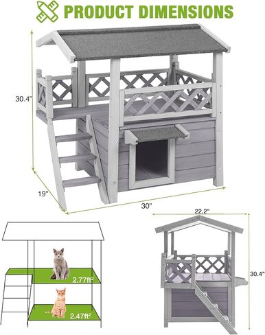 GUTINNEEN Insulated Outdoor Cat House with 0.78" Thick Liner - 6-Side All-Around Insulation, 3 Escape Doors & Elevated Moisture-Proof Base - Weatherproof Feral Cat Shelter in Kuwait