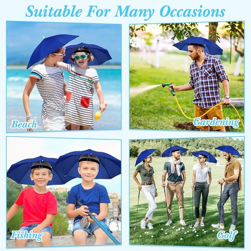 50 قطعة قبعة مظلة قوس قزح للبالغين والأطفال 20.87 بوصة للحماية من الأشعة فوق البنفسجية قبعة مظلة رأس حر اليدين قبعة قابلة للتعديل لصيد الأسماك والبستنة والتخييم والمشي لمسافات طويلة والشاطئ in Kuwait