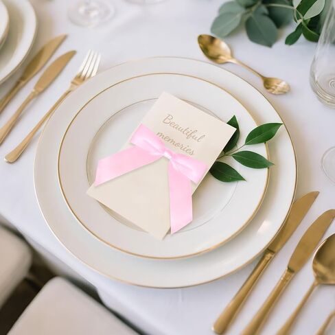 50 PCS Satin Ribbon Twist Tie Bows Decor Bow Ribbon Bowknot for Gift Wrapping Packages Party Favors Wedding (Pink, 3.5 Inch) in Kuwait