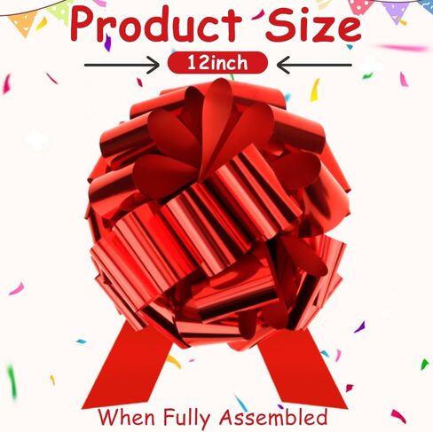 Large Pull Bows 12 inch Big Red Bow Christmas Pull Bows for Gift Wrapping Giant Ribbon Gift Bow for Present Car Bike Appliances Refrigerator Table Flower Wedding Birthday Graduation Party Decorations in Saudi Arabia