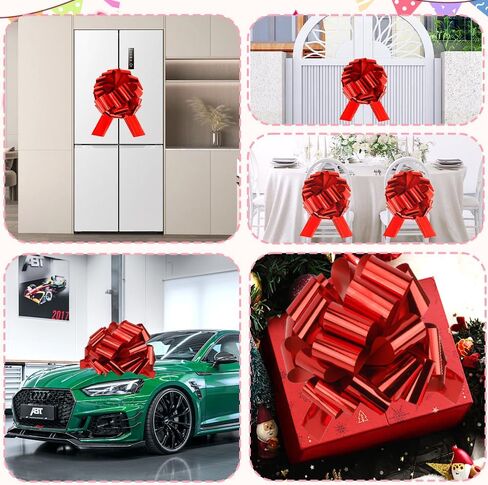 Large Pull Bows 12 inch Big Red Bow Christmas Pull Bows for Gift Wrapping Giant Ribbon Gift Bow for Present Car Bike Appliances Refrigerator Table Flower Wedding Birthday Graduation Party Decorations in Saudi Arabia