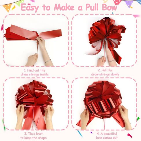 Large Pull Bows 12 inch Big Red Bow Christmas Pull Bows for Gift Wrapping Giant Ribbon Gift Bow for Present Car Bike Appliances Refrigerator Table Flower Wedding Birthday Graduation Party Decorations in Saudi Arabia