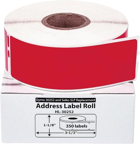ملصقات العناوين الحمراء المتوافقة مع DYMO 30252 Red العناوين (1-1/8 "× 3-1/2") ، لاصقة دائمة قوية ، متوافقة مع Dymo LW 450 ، 4XL ، Rollo & Zebra Desktop Printers ، 1 Roll/350 absel in Kuwait