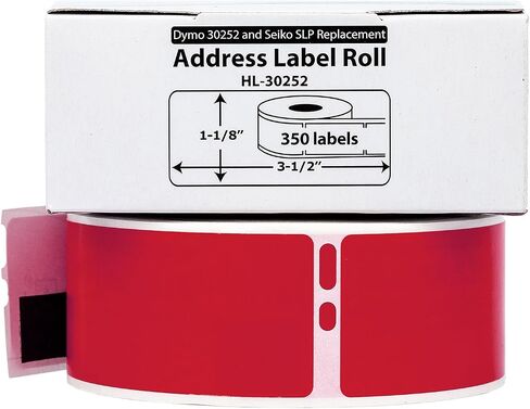 ملصقات العناوين الحمراء المتوافقة مع DYMO 30252 Red العناوين (1-1/8 "× 3-1/2") ، لاصقة دائمة قوية ، متوافقة مع Dymo LW 450 ، 4XL ، Rollo & Zebra Desktop Printers ، 1 Roll/350 absel in Kuwait
