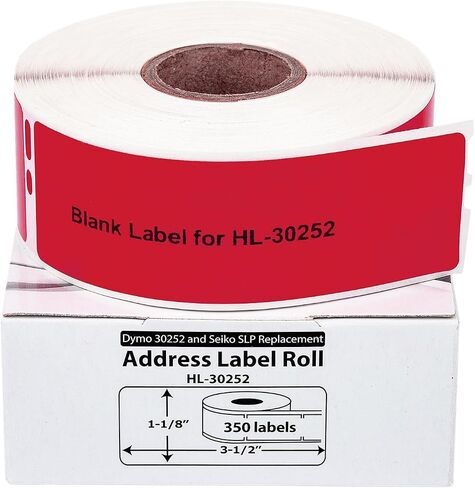 ملصقات العناوين الحمراء المتوافقة مع DYMO 30252 Red العناوين (1-1/8 "× 3-1/2") ، لاصقة دائمة قوية ، متوافقة مع Dymo LW 450 ، 4XL ، Rollo & Zebra Desktop Printers ، 1 Roll/350 absel in Kuwait