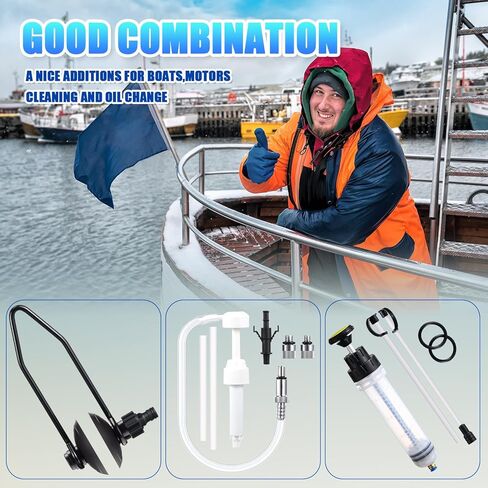 3 قطع من منظف المحرك الخارجي الصيفي، مضخة زيت الوحدة السفلية ومضخة استخراج السوائل، مجموعة مضخة سائل تنظيف محرك القارب مزدوجة الجوانب مع خرطوم ومحول قفل لمعظم المحركات البحرية in Kuwait