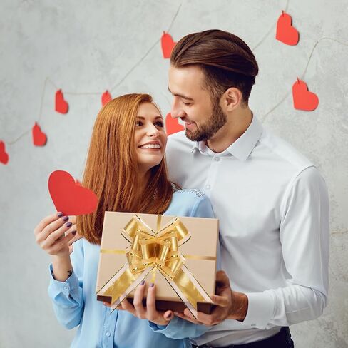 50 Pcs Large Pull Bows for Gift Wrapping, 7 Inch Rose Pattern Ribbon Bows for Presents Package Gift Baskets or Flower Decorations, Christmas, Wedding, Valentine's Day Anniversary Party Decor (Gold) in Kuwait