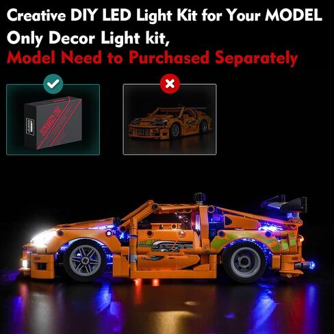 طقم إضاءة متوافق مع LEGO 42204 FAST و FURIOUS TOYOTA SUPRA MK4 - لا يوجد نموذج للضوء فقط ، وملحقات الإضاءة LED متوافقة مع LEGO TOYOTA SUPRA MK4 (The Fast and the Furious) 42204 in Kuwait