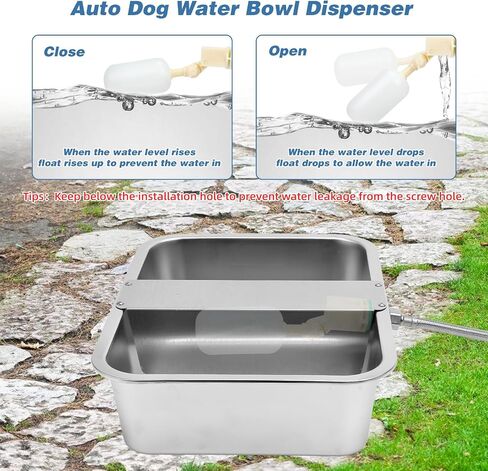 YUEPET 3 Gallon Auto Dog Water Bowl Dispenser Outside Automatic Water Dispenser for Large Dogs Stainless Steel Auto-Fill Dog Waterer Feeder with Float Valve for Pets Indoor Outdoor Use in Kuwait