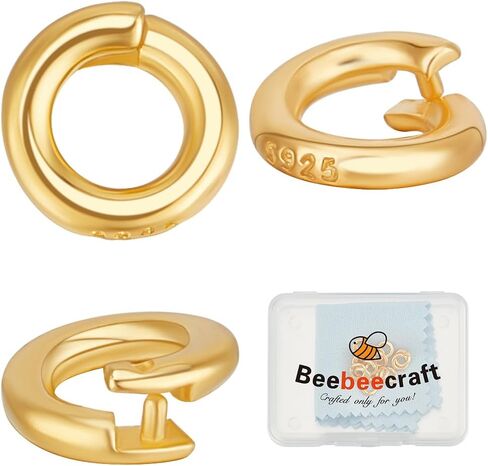 Beebeecraft 1 Box 15Pcs Split Jump Ring OD 6mm ID 3.5mm 24K Gold Plated 925 Sterling Silver Round Connector Locking Jump Rings Open O Ring for Charms Necklaces Pendants Bracelets Making Jewelry in Kuwait