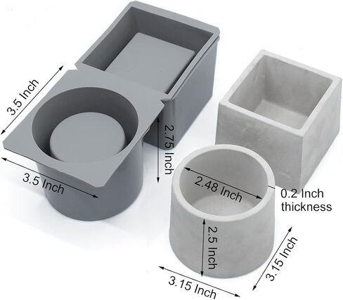 Concrete Planter Molds Silicone Planter Molds for Cement Pot, Round and Square in Saudi Arabia