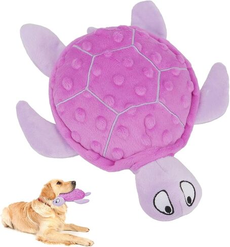 Squeaky Sea Turtle Plush Dog Toy - Durable, No Stuffing, Interactive Chew Toy for Small Dogs - Relieve Anxiety, Teething, and Keep Them Busy for Puppy(Purple) in Saudi Arabia