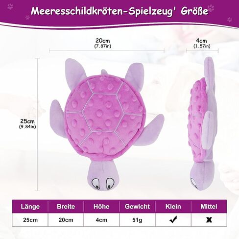 Squeaky Sea Turtle Plush Dog Toy - Durable, No Stuffing, Interactive Chew Toy for Small Dogs - Relieve Anxiety, Teething, and Keep Them Busy for Puppy(Purple) in Saudi Arabia