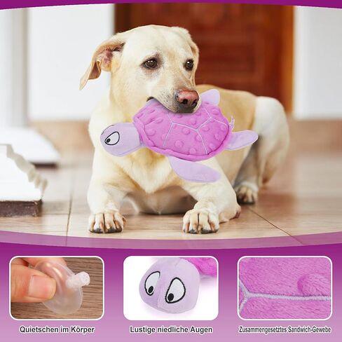 Squeaky Sea Turtle Plush Dog Toy - Durable, No Stuffing, Interactive Chew Toy for Small Dogs - Relieve Anxiety, Teething, and Keep Them Busy for Puppy(Purple) in Saudi Arabia