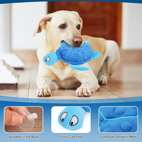 Squeaky Sea Turtle Plush Dog Toy - Durable, No Stuffing, Interactive Chew Toy for Small Dogs - Relieve Anxiety, Teething, and Keep Them Busy for Puppy(Purple) in Saudi Arabia