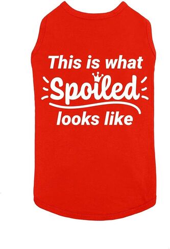 Funny Dog Shirt: Spoiled Cute Pet Clothes | Soft Breathable Red (Medium) in Kuwait