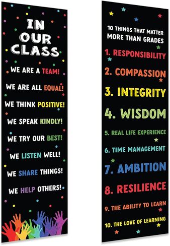 Andaz Press 13"x48" Large Team Classroom Banner Poster Sign for Teachers Bulletin Board Door Wall Decor, Diversity Theme, Classic Rainbow Decorations for Preschool, Elementary, Middle School, 2-Pack in Saudi Arabia