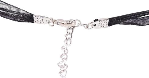 KONMAY Necklace Cord with Clasps for Pendant, 50pcs Black 17'' Layered Multi-strands Voile Organza Ribbon Necklace Cord for Jewelry Making in Saudi Arabia