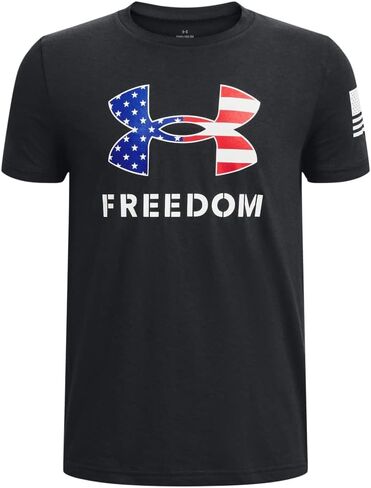 تي شيرت بشعار Freedom للأولاد من Under Armour، (002) أسود / / فولاذي، متوسط in Saudi Arabia