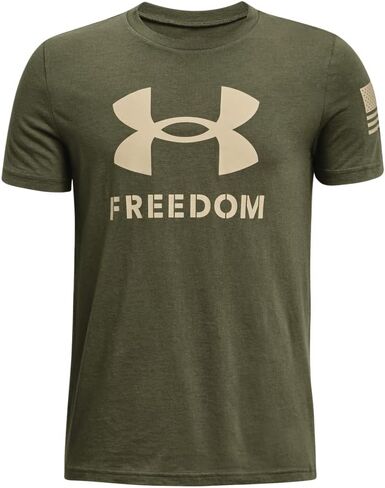 تي شيرت بشعار Freedom للأولاد من Under Armour، (002) أسود / / فولاذي، متوسط in Saudi Arabia