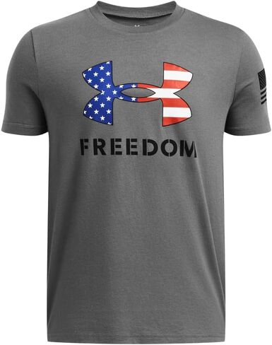 تي شيرت بشعار Freedom للأولاد من Under Armour، (002) أسود / / فولاذي، متوسط in Saudi Arabia
