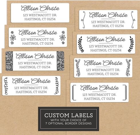 Personalized Return Address Labels - Black & White Styles - Choose Your Design - Custom Self Adhesive Stickers for Envelopes (60-960 Labels) (Elegant Style) in Saudi Arabia