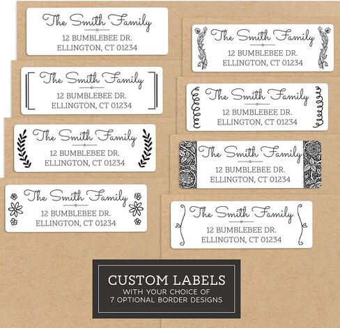 Personalized Return Address Labels - Black & White Styles - Choose Your Design - Custom Self Adhesive Stickers for Envelopes (60-960 Labels) (Elegant Style) in Saudi Arabia