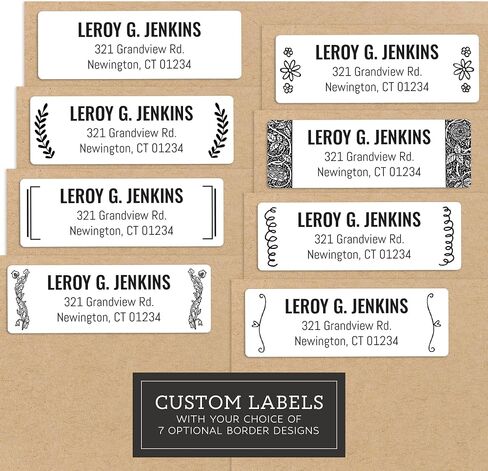 Personalized Return Address Labels - Black & White Styles - Choose Your Design - Custom Self Adhesive Stickers for Envelopes (60-960 Labels) (Elegant Style) in Saudi Arabia
