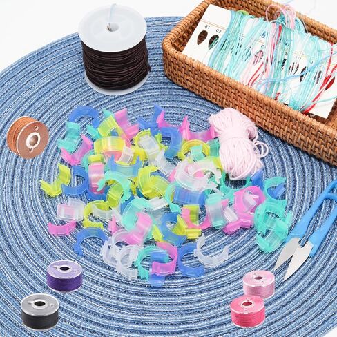 JAKOUE 80pcs Bobbin Clips Organizer Set - Clear Plastic Clamps for Embroidery Thread, DIY & Sewing Kits in Kuwait