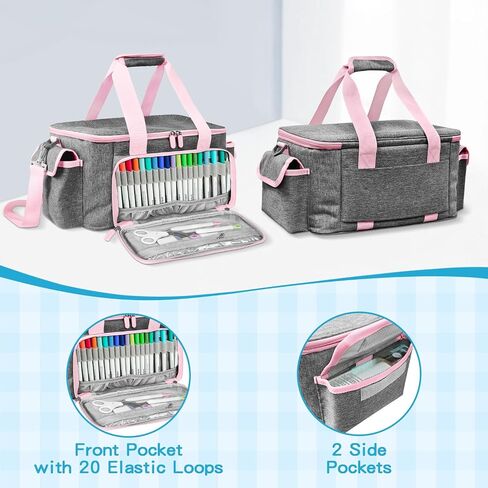 Cricu Joy Carrying Case, Convenient Travel Organizer with Dividers for Cricu Joy Xtra Accessories and Various Supplies, Cricu Joy Case Bag, Sturdy Oxford Fabric(Pink Gray) in Kuwait