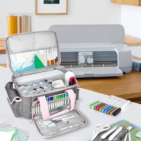 Cricu Joy Carrying Case, Convenient Travel Organizer with Dividers for Cricu Joy Xtra Accessories and Various Supplies, Cricu Joy Case Bag, Sturdy Oxford Fabric(Pink Gray) in Kuwait