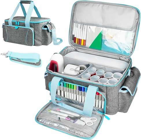 Cricu Joy Carrying Case, Convenient Travel Organizer with Dividers for Cricu Joy Xtra Accessories and Various Supplies, Cricu Joy Case Bag, Sturdy Oxford Fabric(Pink Gray) in Kuwait