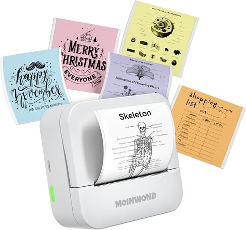NoteBuddy Mini Sticker Printer Doodle Dash Portable Portable Prottible Pocket Photo Photo Photo Photo Bluetooth للحصول على مساعدة في التعلم ، مستلزمات سجل القصاصات ، مجلة ، ملاحظات الدراسة مع ورق ملصق ، أبيض in Saudi Arabia